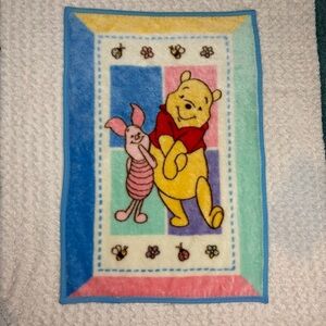 Vintage 90s Winnie the Pooh & Piglet Baby Plush Fleece Blanket 45x30 CLEAN